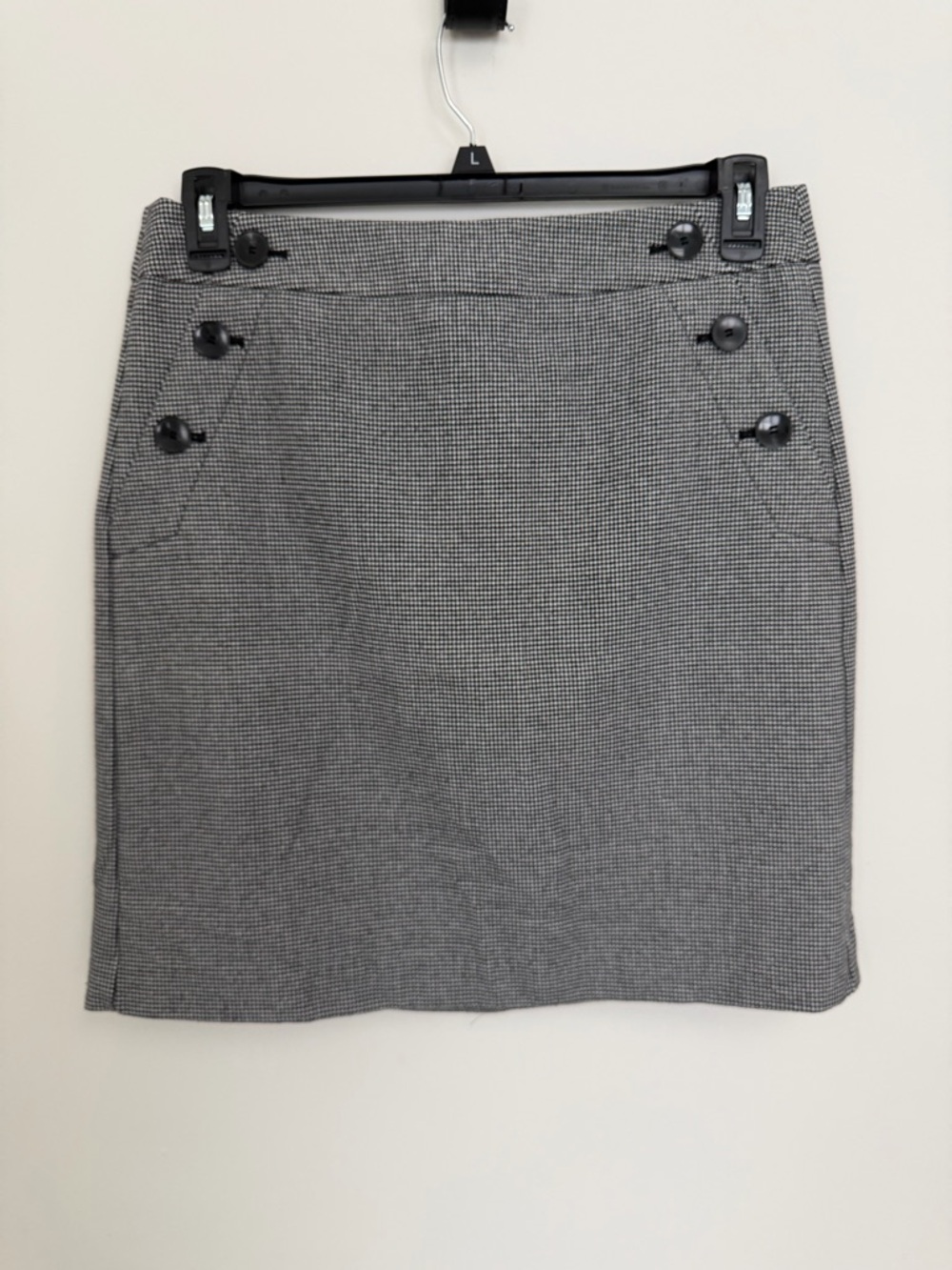 Ann Taylor Houndstooth Skirt Button Detail Mini Workwear Classic Size Large